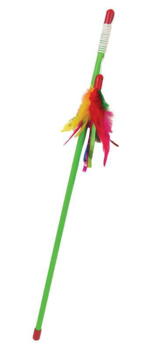 Drillepind med farvede fjer