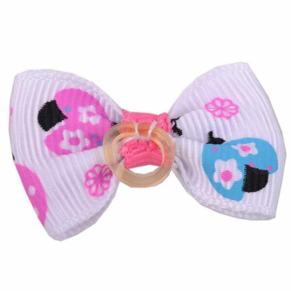 Håndlavet hundesløjfe med mariehøns