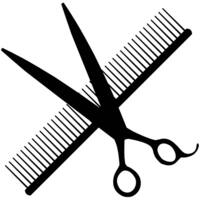 Sort hundefrisør sticker – Saks & kam